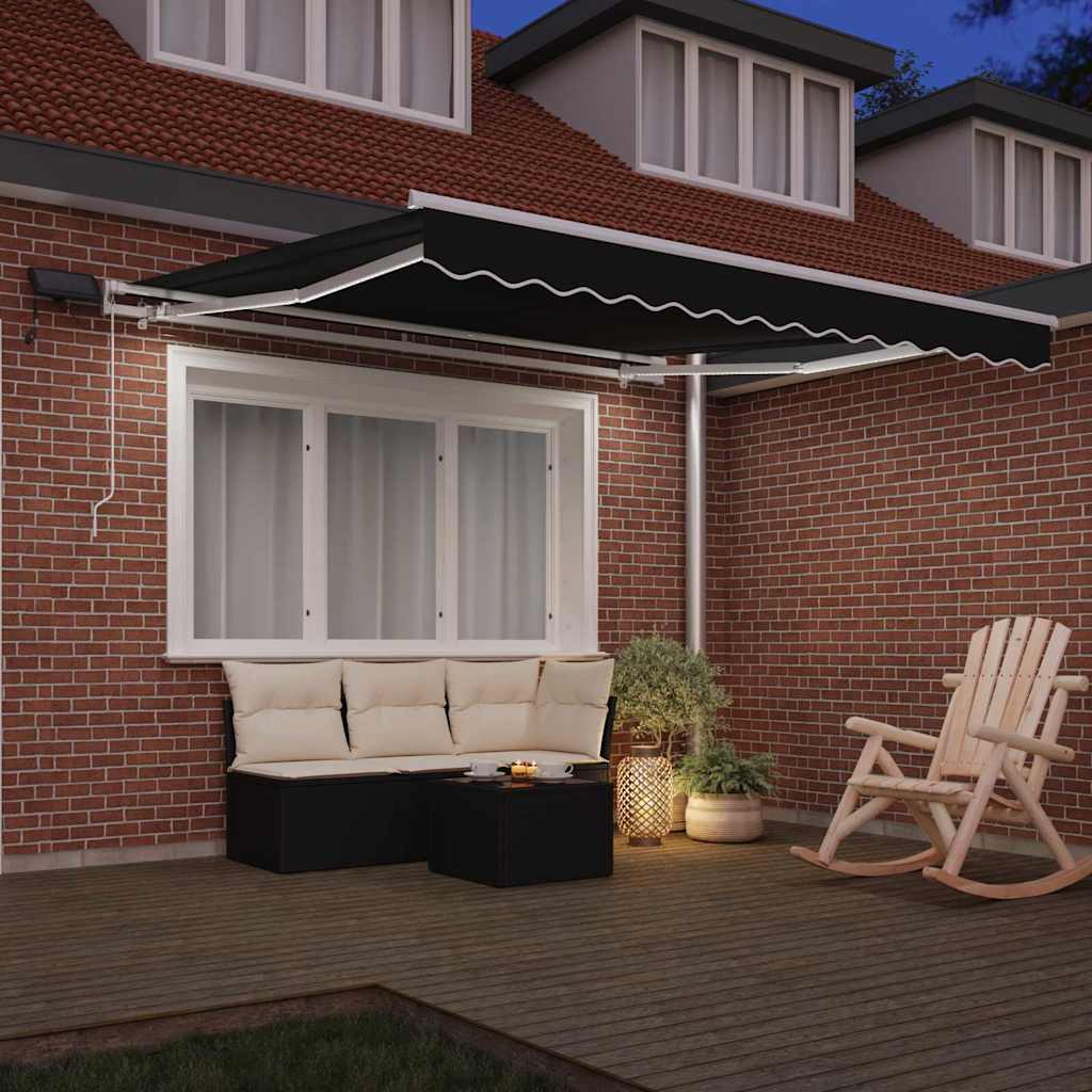Behúzható napellenző Fekete 300 x 250 cm Szövet és Alumínium 3