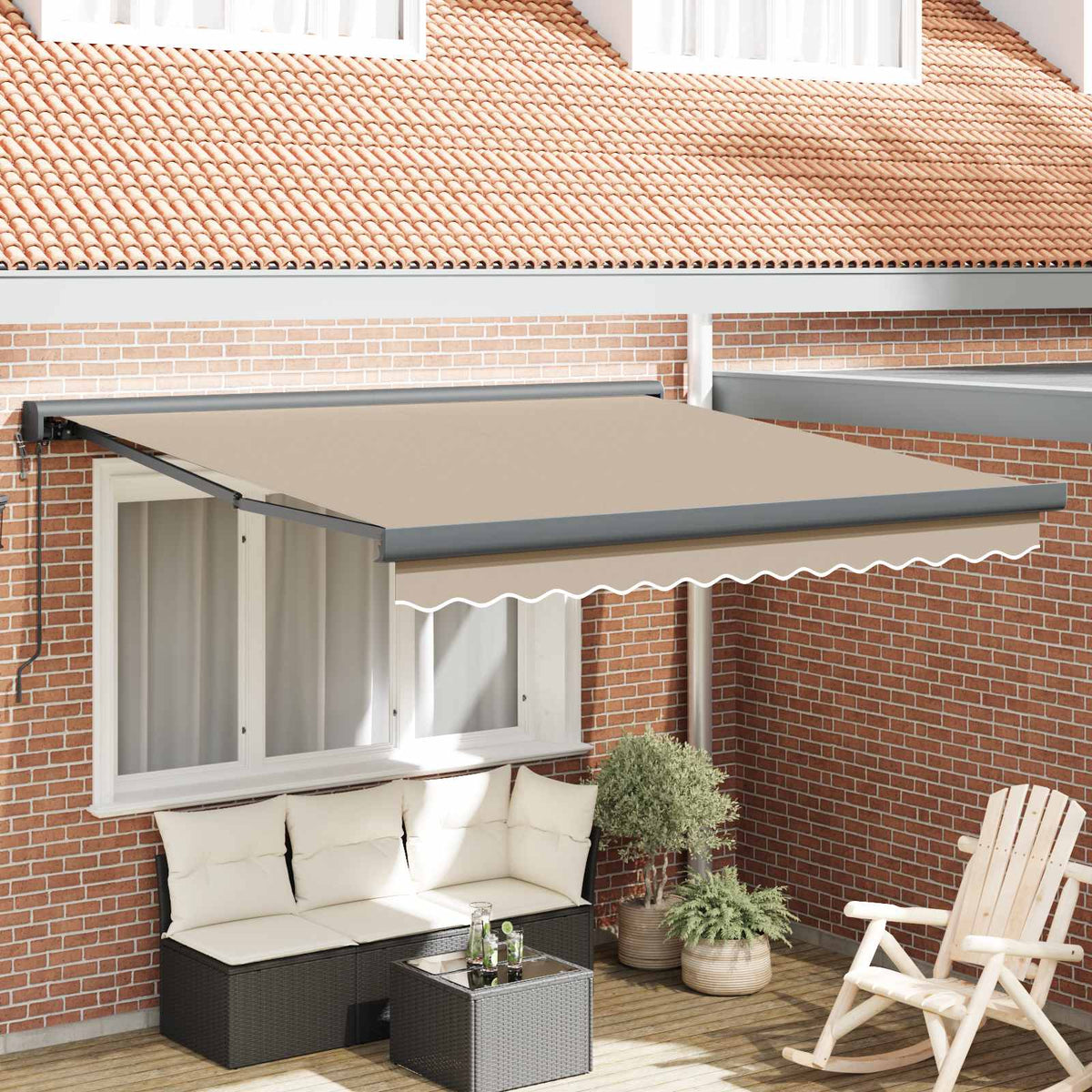 Behúzható napellenző Bézs 300 x 250 cm Szövet és Fém