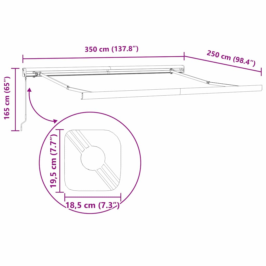 Behúzható napellenző Sokszínű 350 x 250 cm Vászon és Alumínium 12