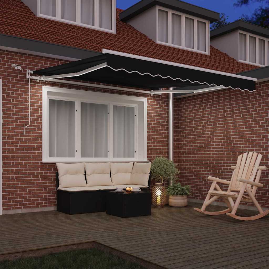 Behúzható napellenző Fekete 350 x 250 cm Poliészter 3
