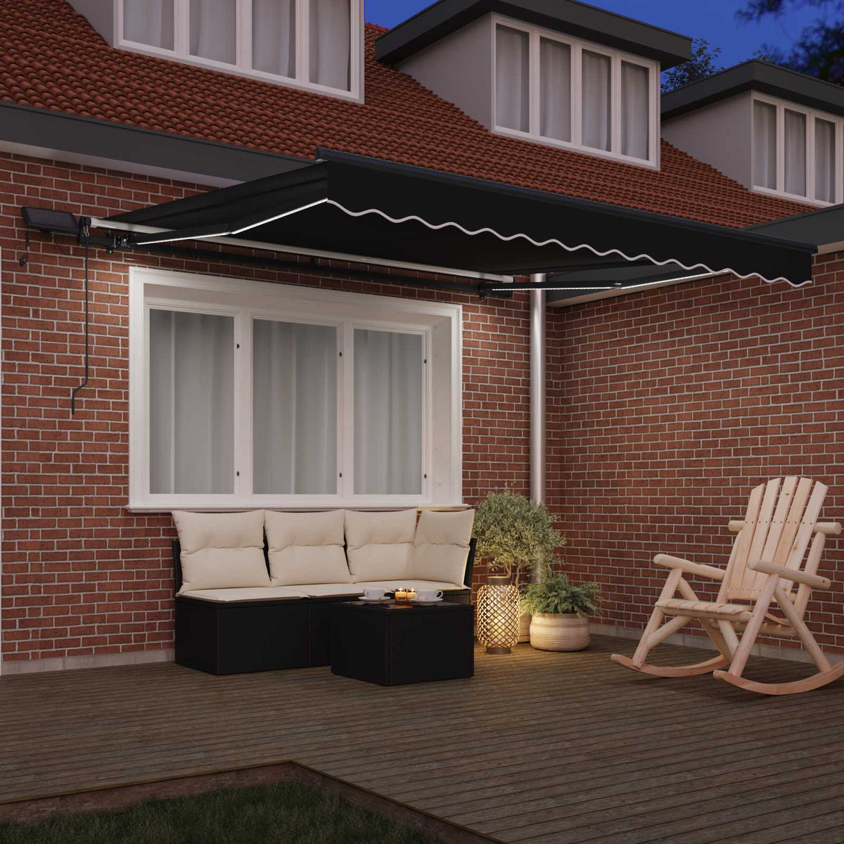 Behúzható napellenző Fekete 350 x 250 cm Szövet és Alumínium 3