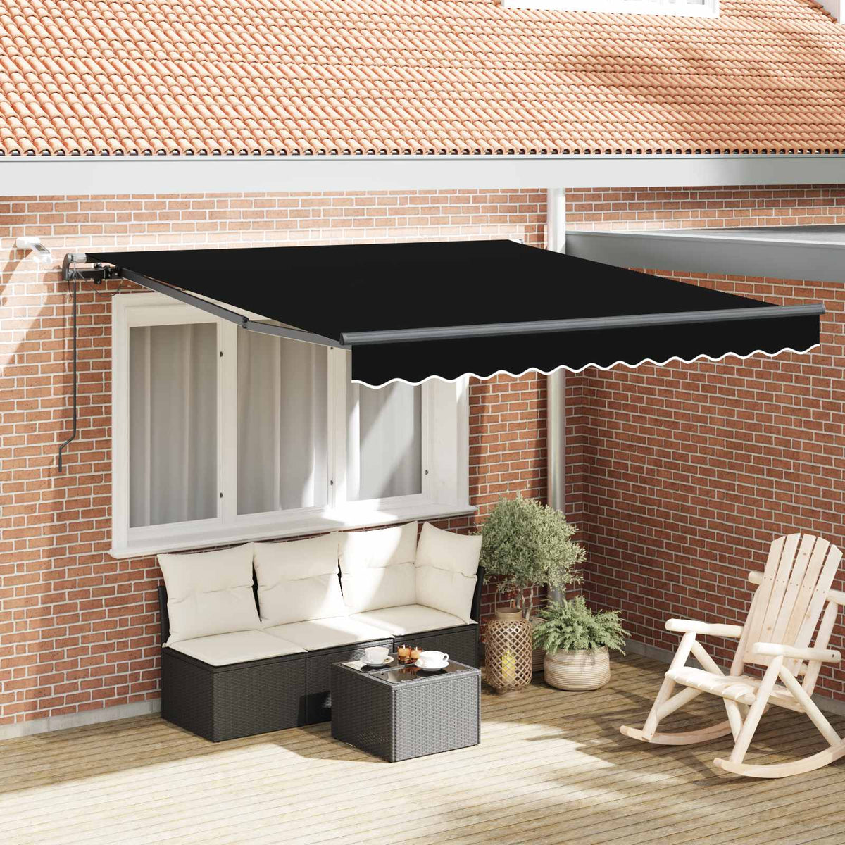 Behúzható napellenző Fekete 350 x 250 cm Poliészter