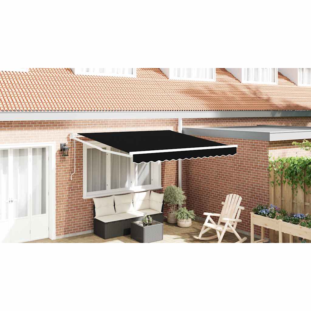 Behúzható napellenző Fekete 350 x 250 cm Poliészter és fém