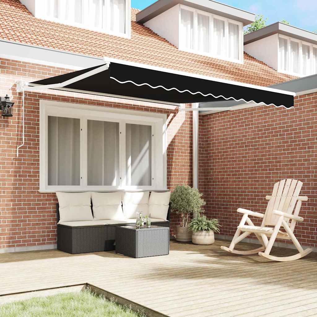 Behúzható napellenző Fekete 350 x 250 cm Poliészter és fém 3