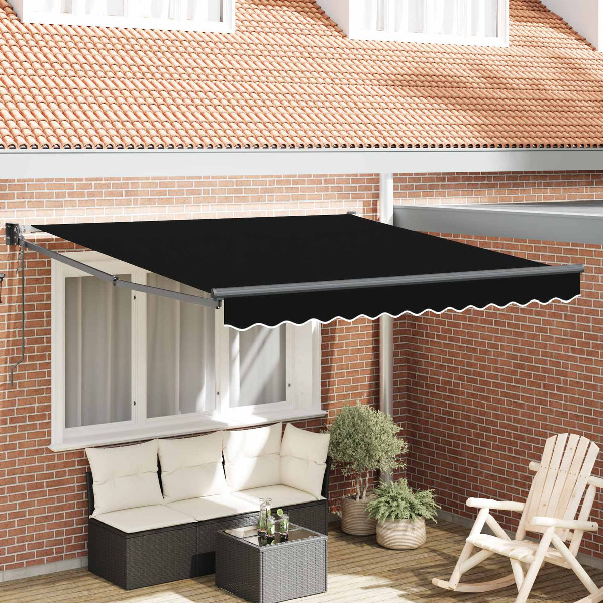 Behúzható napellenző Fekete 350 x 250 cm Poliészter és fém