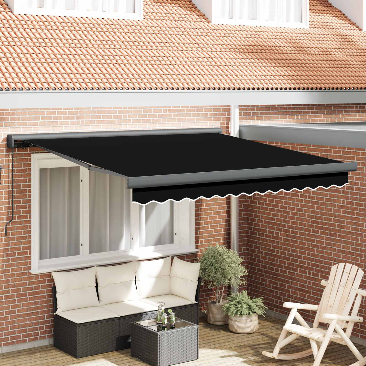 Behúzható napellenző Fekete 350 x 250 cm Vászon és Alumínium