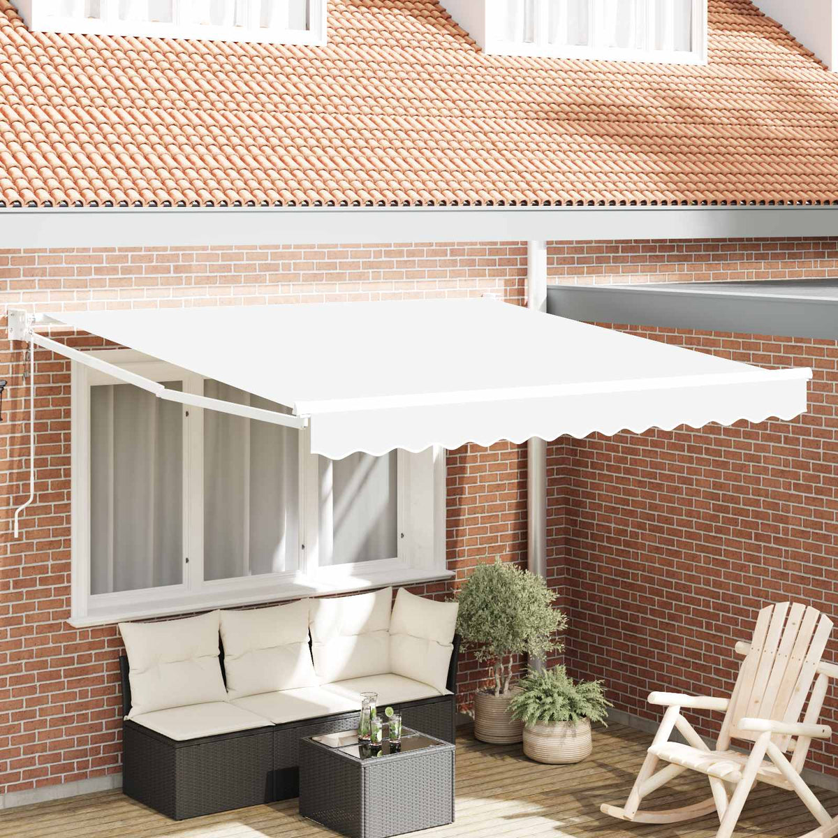 Behúzható napellenző Fehér 350 x 250 cm Poliészter és fém