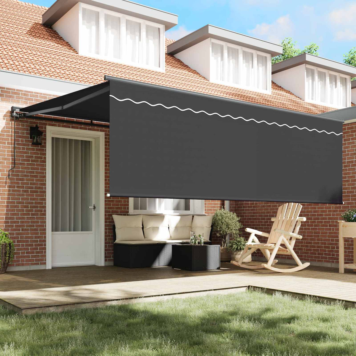 Behúzható napellenző Antracit 400 × 300 cm Pamut és Alumínium 3