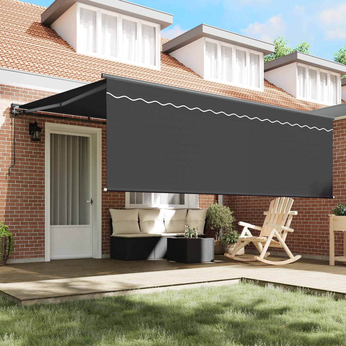 Behúzható napellenző Antracit 400 × 300 cm Pamut és Alumínium 3