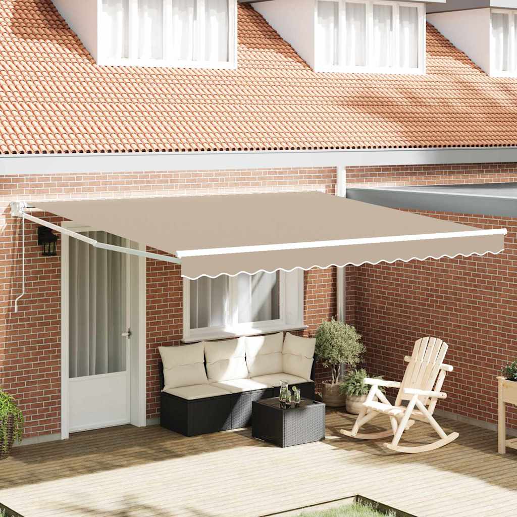 Behúzható napellenző Bézs 400 × 300 cm Poliészter és fém