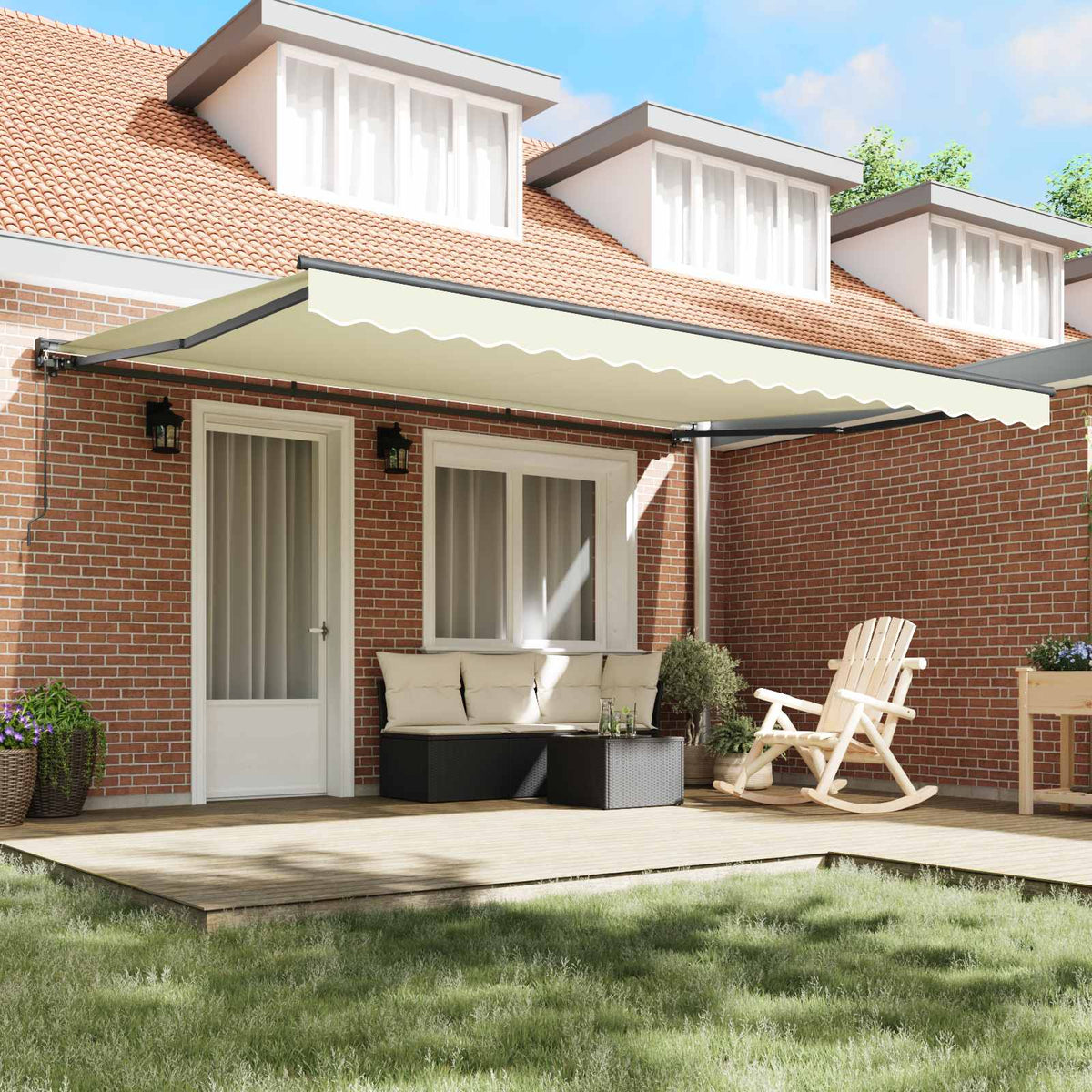 Napernyő keret Krémszínű 450 × 300 cm Poliészter PU bevonattal 3