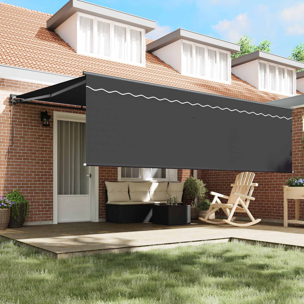 Behúzható napellenző Antracit 450 × 350 cm Pamut és Alumínium 3