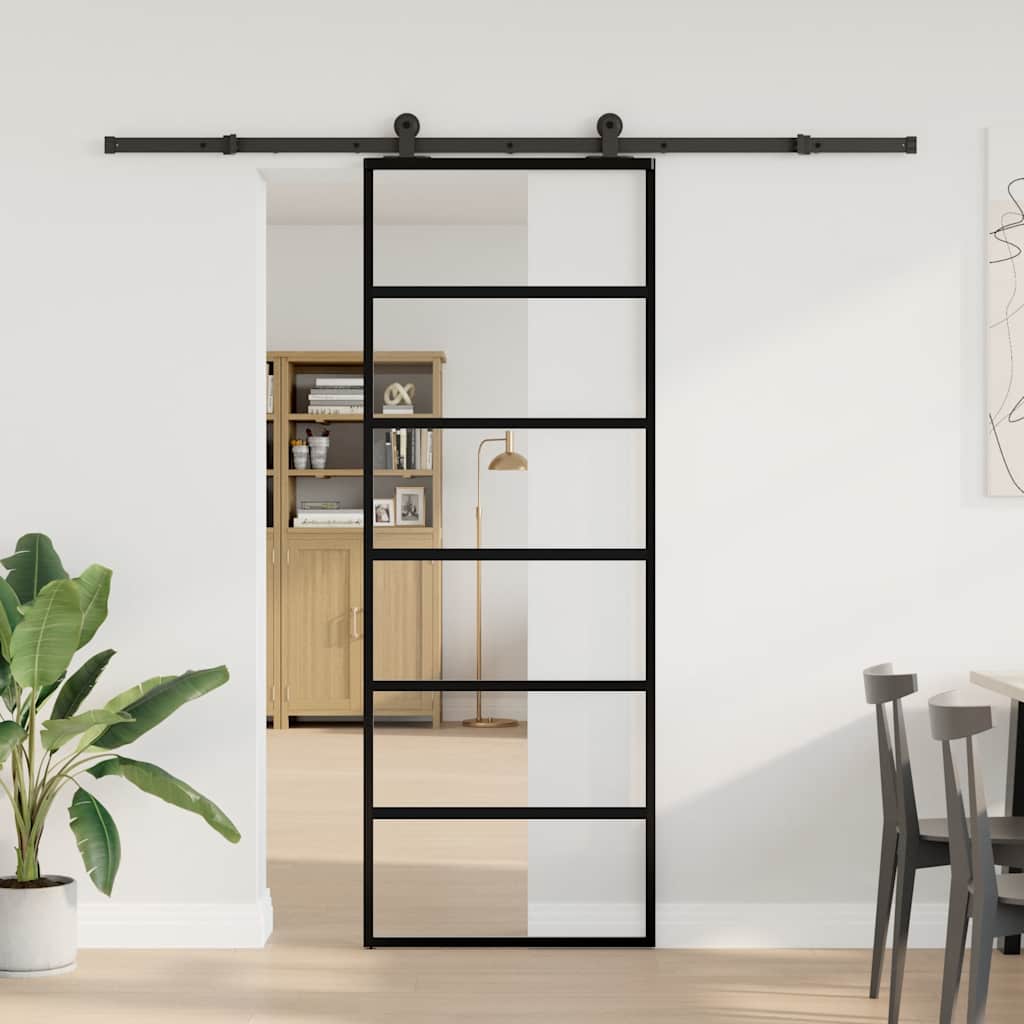 ESG üveg és alumínium tolóajtó fémszerelvény-szettel 76x205 cm 2