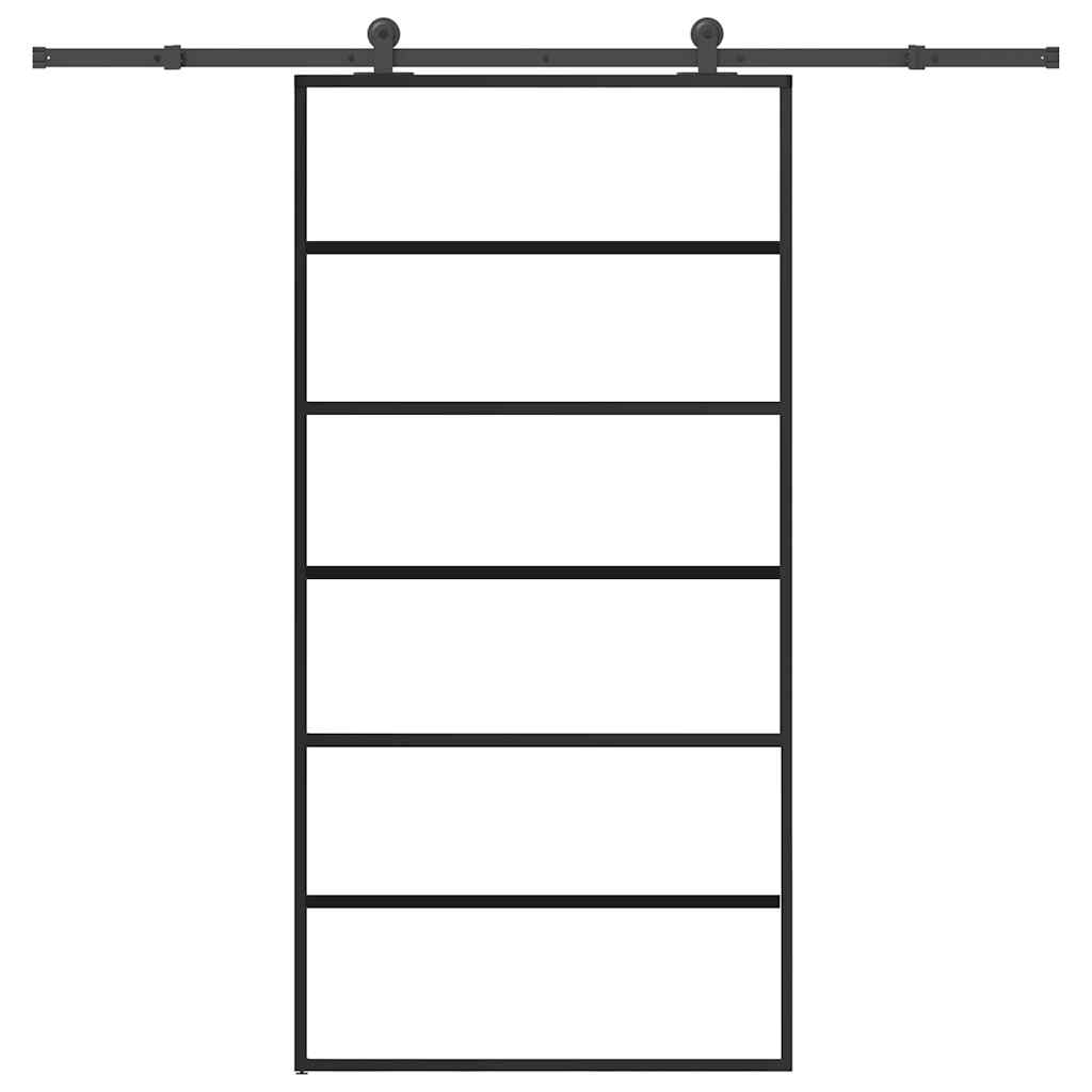 Tolóajtó vasalatokkal 102x205 cm ESG üveg&alumínium