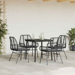 5 részes fekete polyrattan üveg kerti étkezőgarnitúra párnákkal 3
