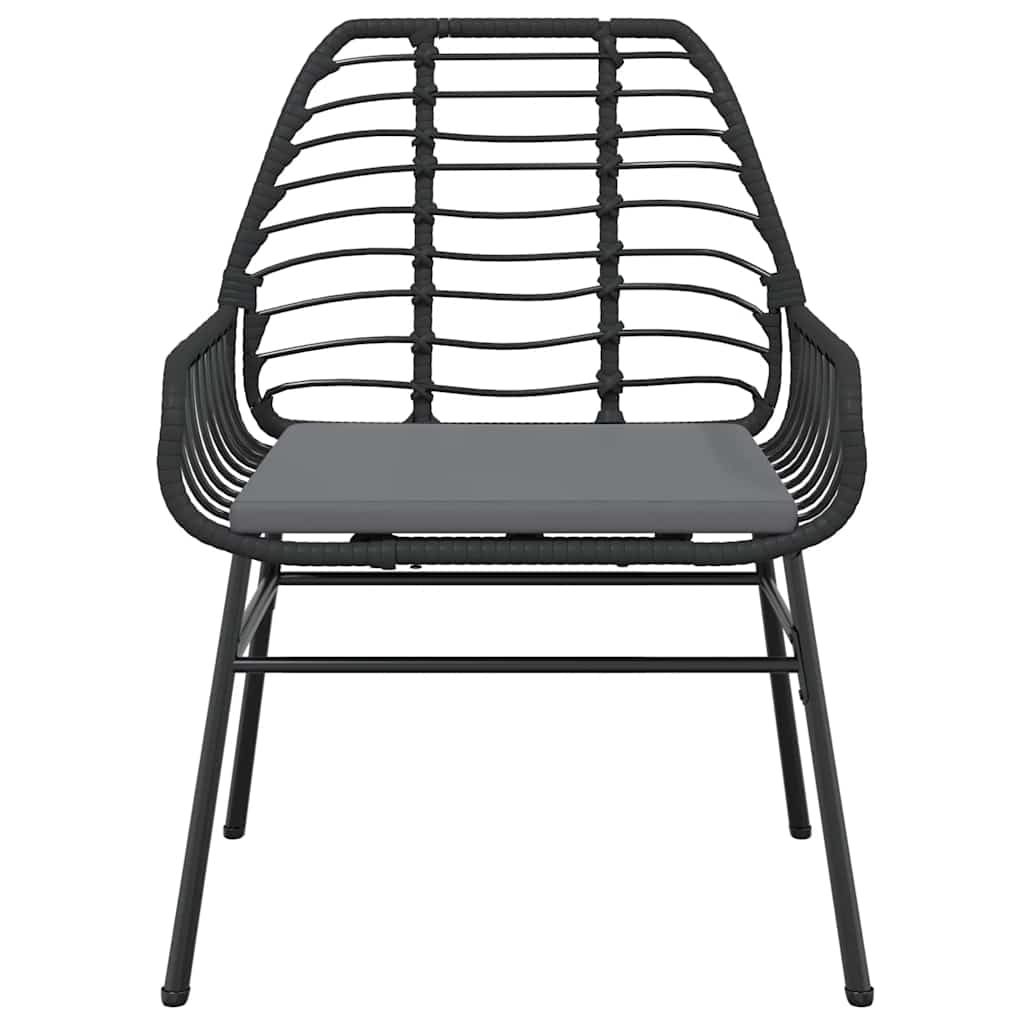 5 részes fekete polyrattan üveg kerti étkezőgarnitúra párnákkal 5