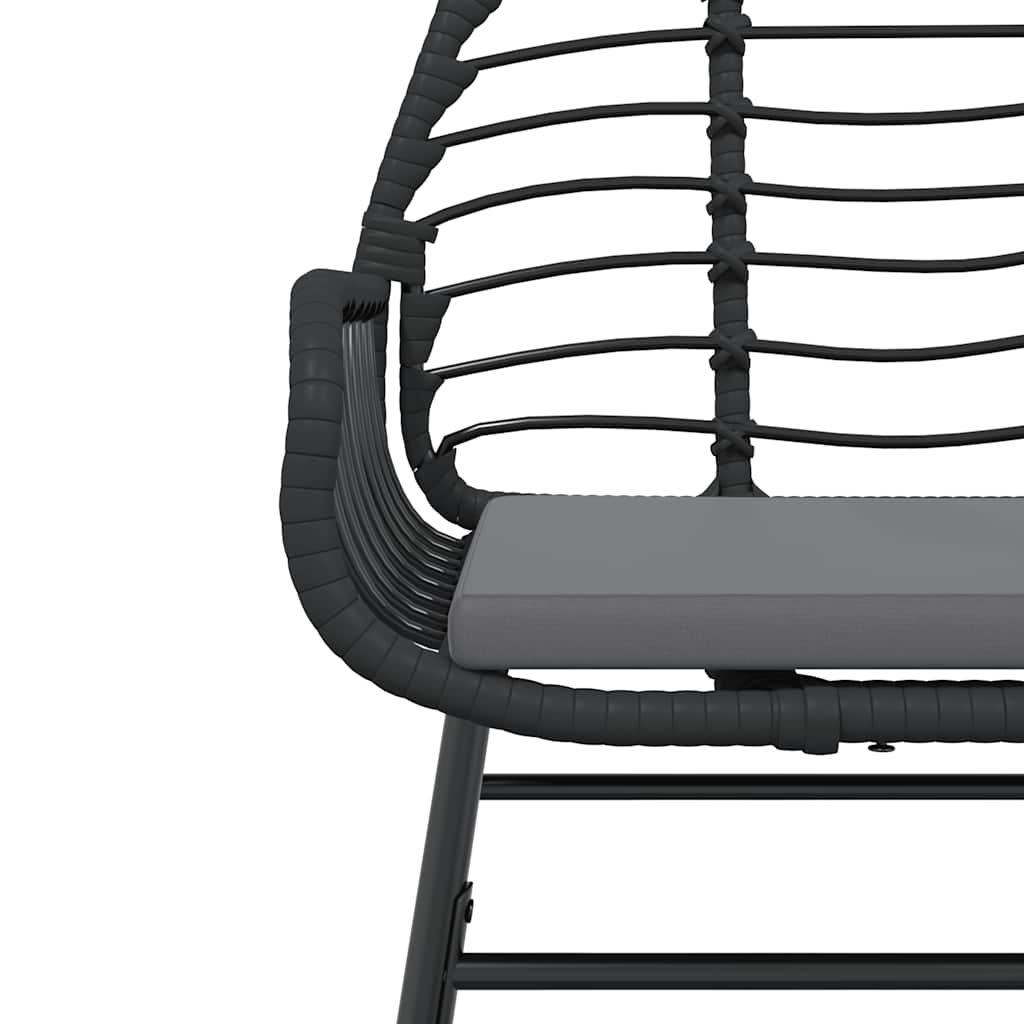 5 részes fekete polyrattan üveg kerti étkezőgarnitúra párnákkal 6