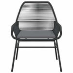 3 részes fekete polyrattan üveg kerti étkezőgarnitúra párnákkal 5