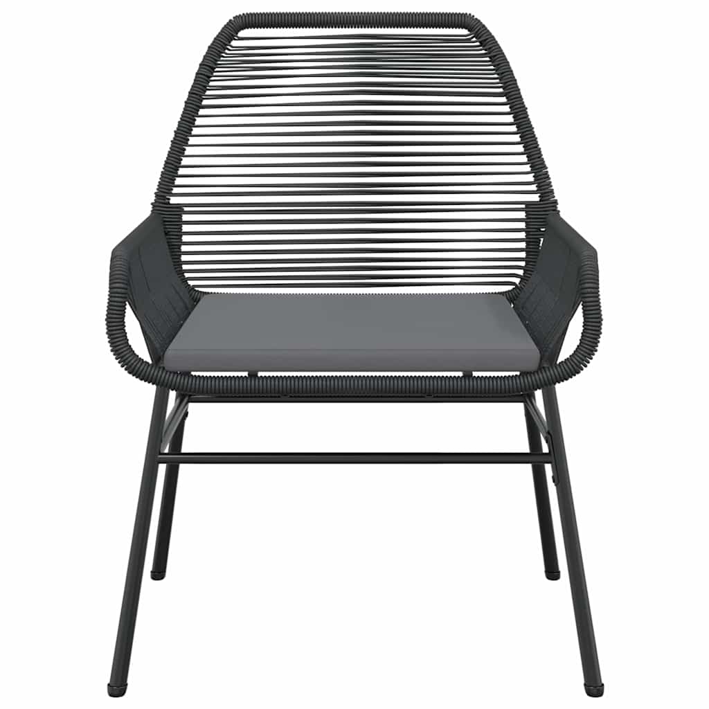3 részes fekete polyrattan üveg kerti étkezőgarnitúra párnákkal 5