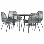 5 részes szürke polyrattan üveg kerti étkezőgarnitúra párnával 2
