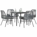 5 részes szürke polyrattan üveg kerti étkezőgarnitúra párnával