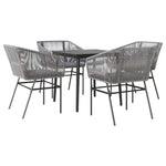 5 részes szürke polyrattan üveg kerti étkezőgarnitúra párnával 2