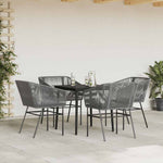 5 részes szürke polyrattan üveg kerti étkezőgarnitúra párnával 3