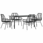5 részes fekete polyrattan üveg kerti étkezőgarnitúra 2