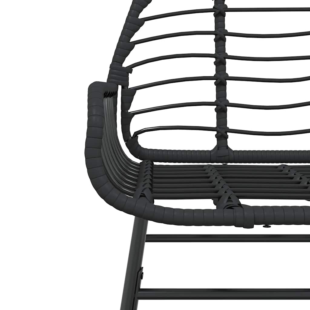 5 részes fekete polyrattan üveg kerti étkezőgarnitúra 8