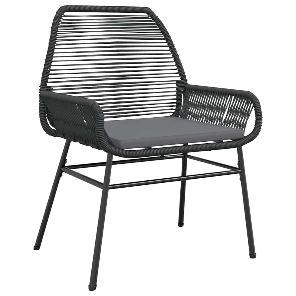 5 részes fekete polyrattan üveg kerti étkezőgarnitúra párnákkal 4
