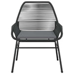 5 részes fekete polyrattan üveg kerti étkezőgarnitúra párnákkal 6