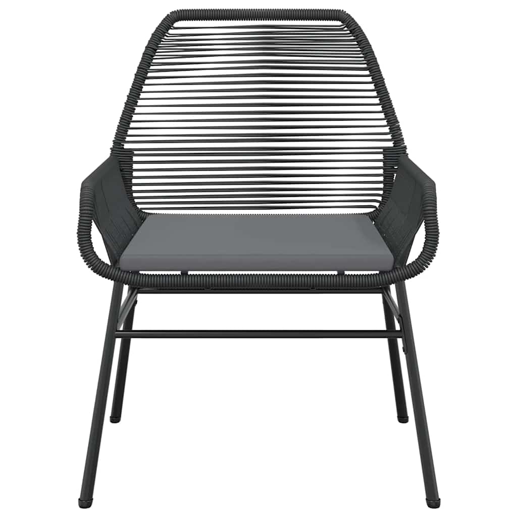 5 részes fekete polyrattan üveg kerti étkezőgarnitúra párnákkal 6