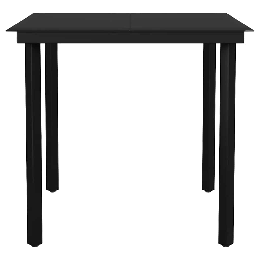 5 részes fekete polyrattan üveg kerti étkezőgarnitúra párnákkal 7