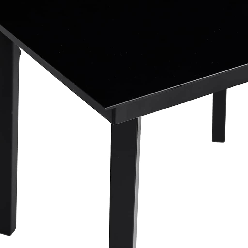 5 részes fekete polyrattan üveg kerti étkezőgarnitúra párnákkal 9