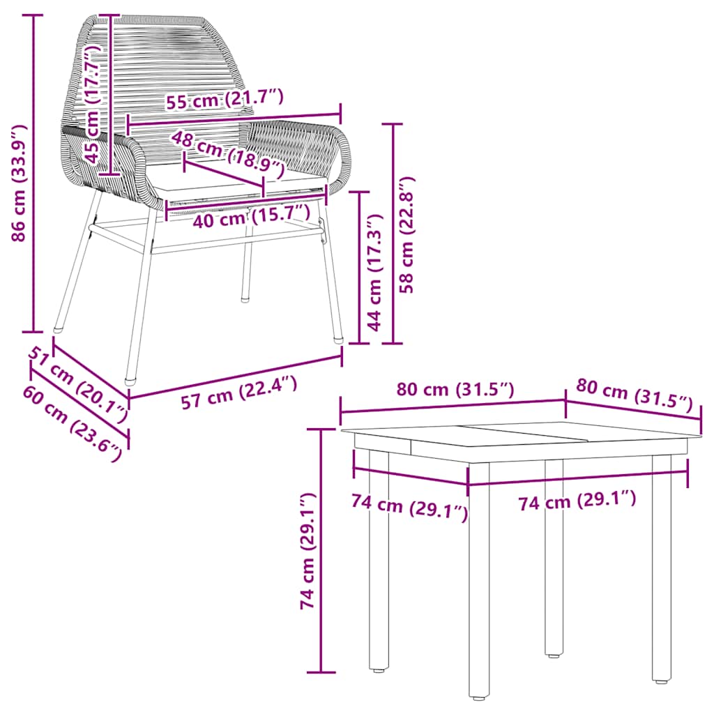 5 részes fekete polyrattan üveg kerti étkezőgarnitúra párnákkal 10