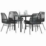 5 részes fekete polyrattan üveg kerti étkezőgarnitúra párnákkal