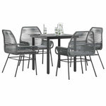 5 részes szürke polyrattan üveg kerti étkezőgarnitúra párnával