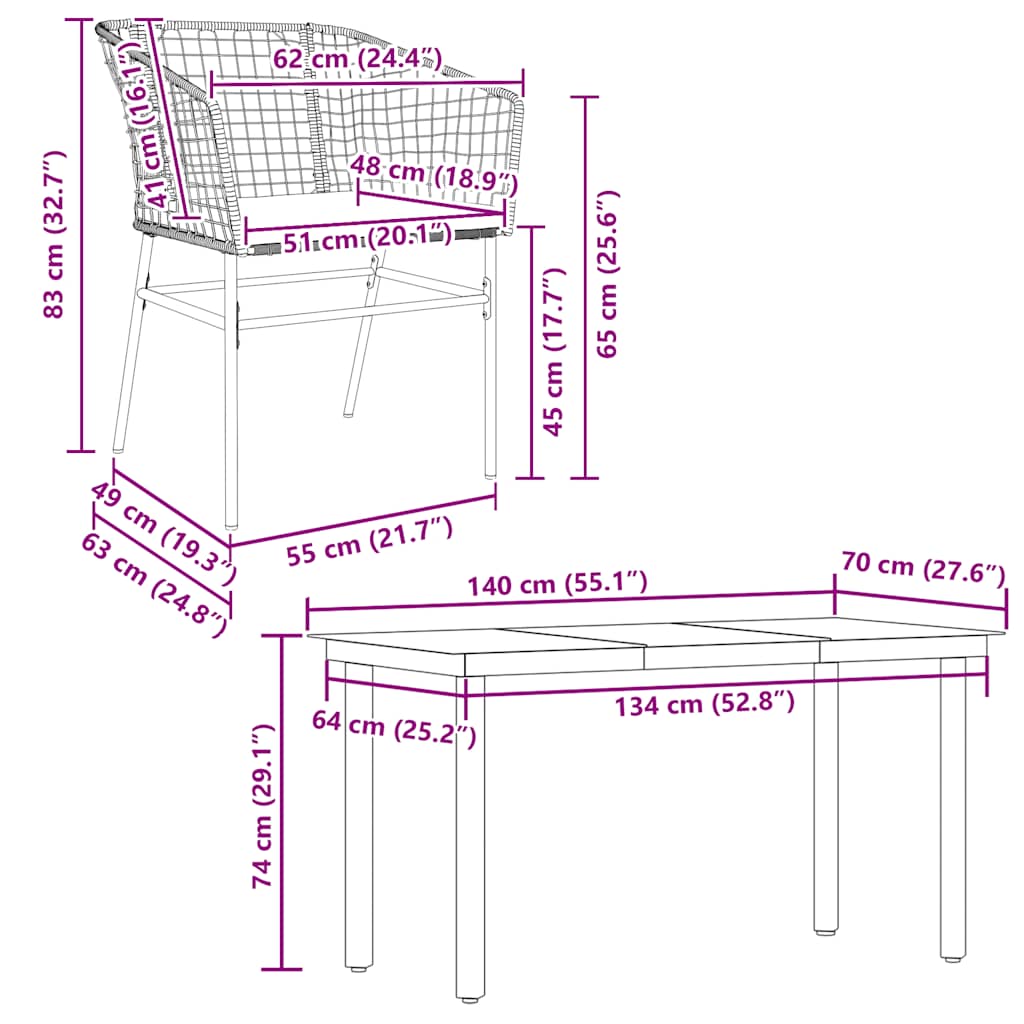 5 észes barna polyrattan üveg kerti étkezőgarnitúra párnával 10
