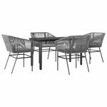 5 részes szürke polyrattan üveg kerti étkezőgarnitúra párnával 2