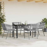 5 részes szürke polyrattan üveg kerti étkezőgarnitúra párnával 3