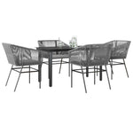 5 részes szürke polyrattan üveg kerti étkezőgarnitúra párnával
