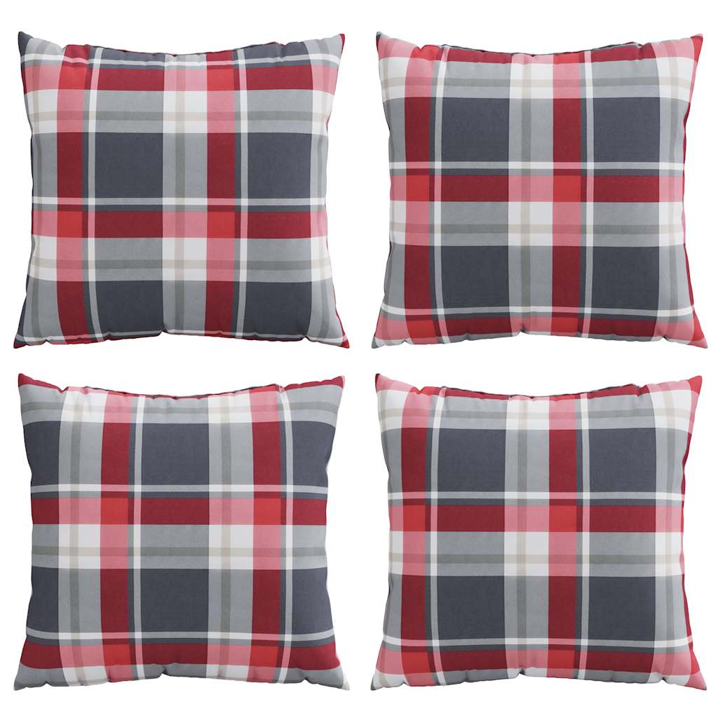 4 db piros kockás mintás kanapépárna 60 x 60 cm szövet 2