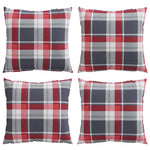4 db piros kockás mintás kanapépárna 60 x 60 cm szövet 4