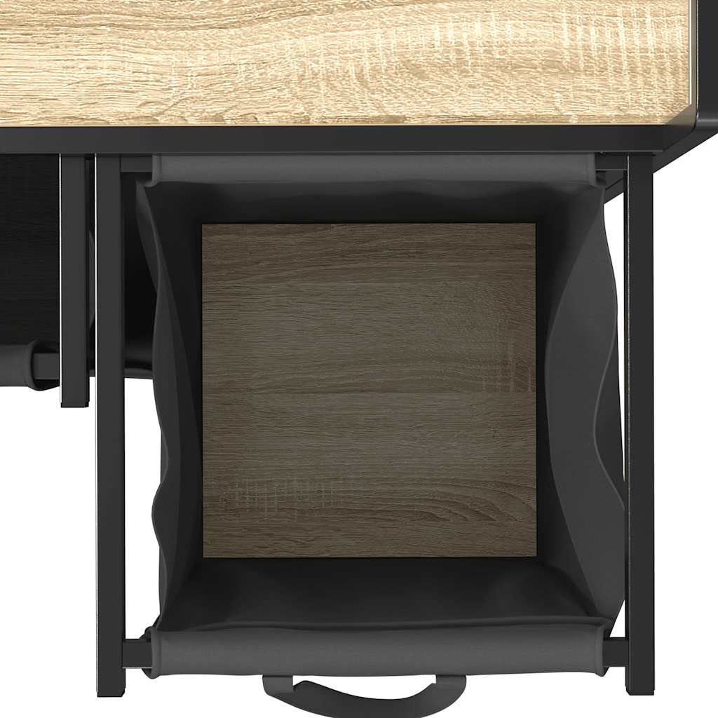 Sonoma tölgy mosodai kosár 3 rekeszes kerekekkel 11