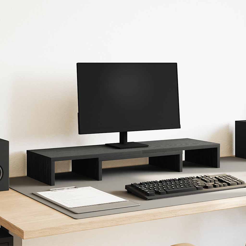Fekete tölgyfa állítható monitorállvány 80 x 24 x 10,5 cm