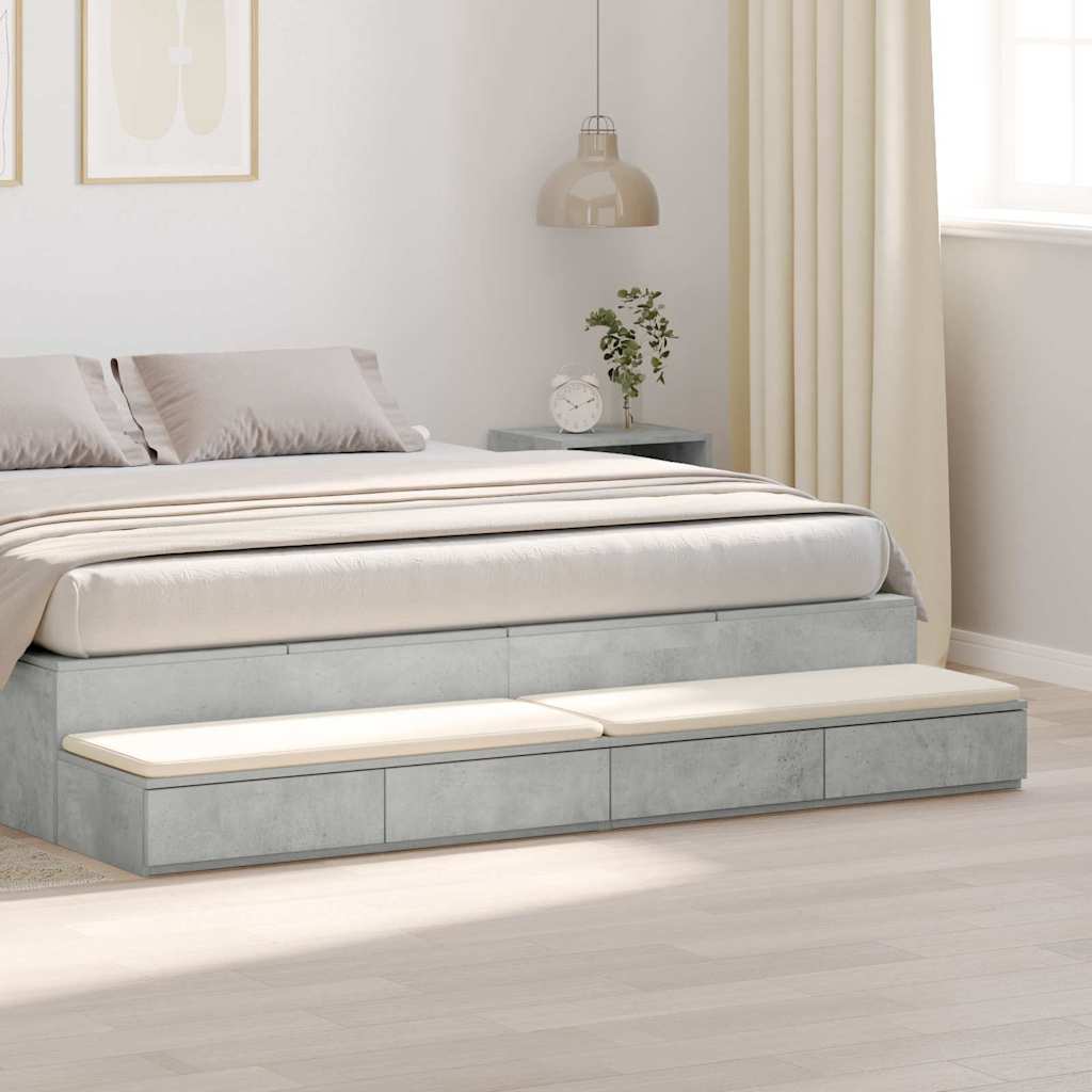 Ágyfiókok Beton Szürke 200 x 36,5 x 16,5 cm Szerelt Fa