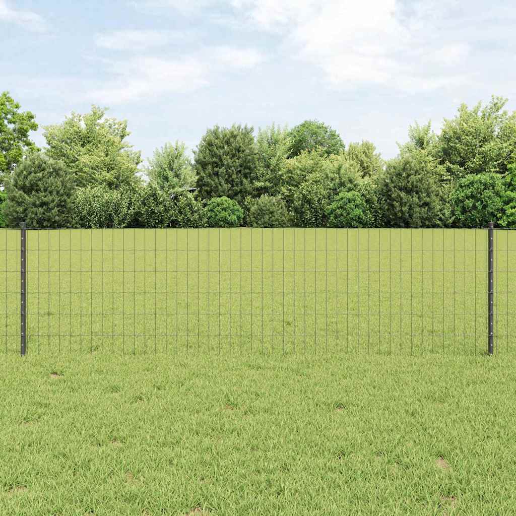 Európai kerítés oszloppal 10 x 0,6 m PVC-bevonatos acél Szürke