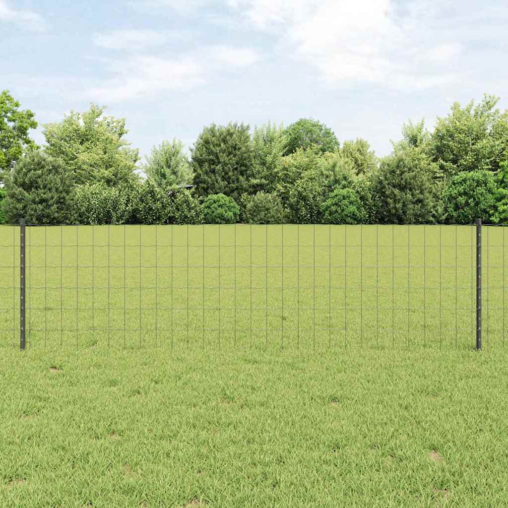 Európai kerítés oszloppal 10 x 0,6 m PVC-bevonatos acél Szürke