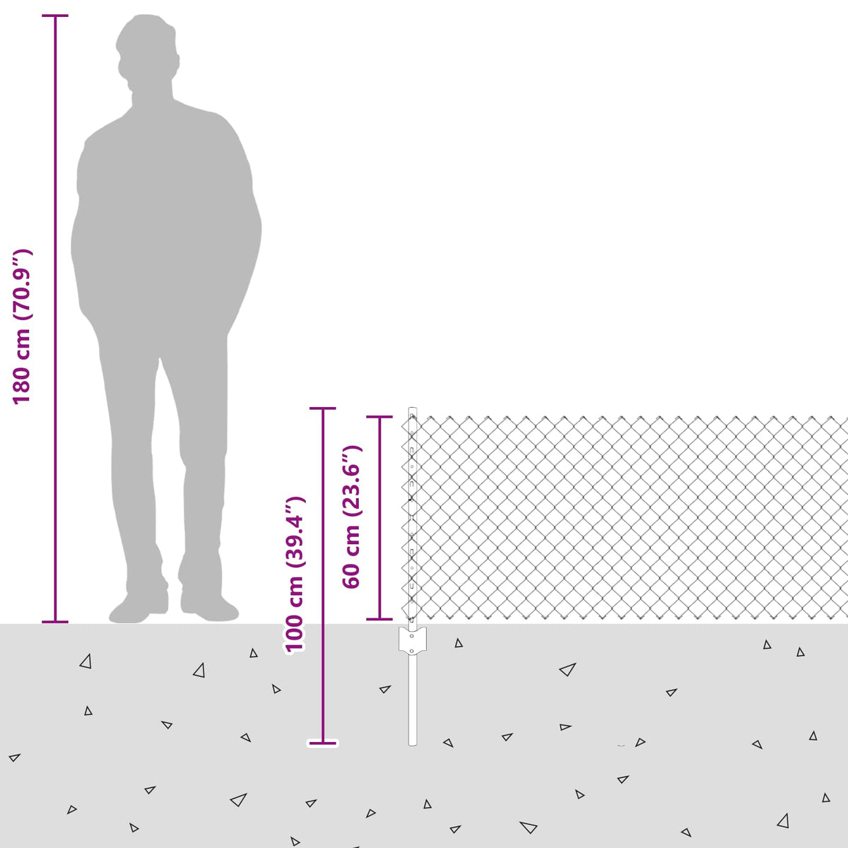 Drótkerítés oszloppal 10 x 0,6 m PVC-bevonatos acél Szürke Háló 13