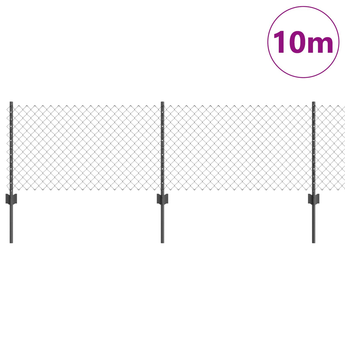 Drótkerítés oszloppal 10 x 0,6 m PVC-bevonatos acél Szürke Háló 3